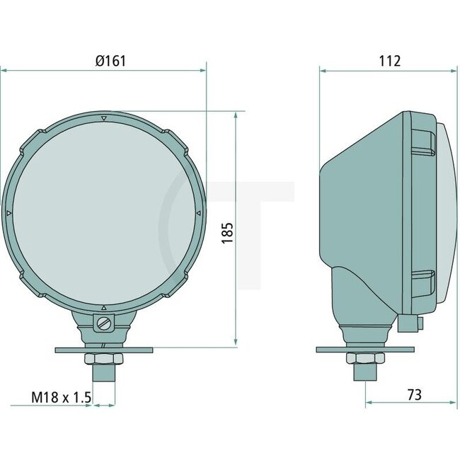 GRANIT Koplamp rechts 12 / 24 V, 12V45/40WAS / R2, glas Ø 145 mm, M18 x 1,5 | 976717, 976714, 86350932
