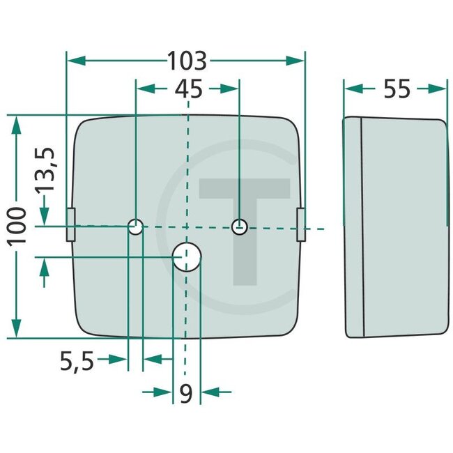 GRANIT Achterlicht - 207BBSK205, 9689980, 933001.0, 10.1002.100 | Afmetingen B x H x D: 103 x 100 x 55 mm | Lichtfunctie: Achterlicht, remlicht, knipperlicht en kentekenplaatverlichting | Lamp: 12V21WK / P21W, 12V5WK / R5W | Inclusief lamp: nee | Montagewijze: g