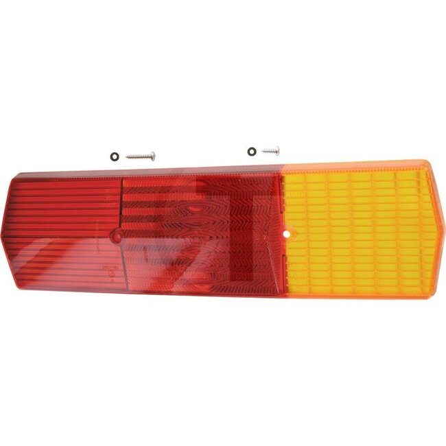 HELLA Lens Left and right - 4559EL 092435011, 9EL092435011 | Colour: Yellow, red | Installation location: Right, left | Test mark: E1 43207, ECE, K 33256 | Light function: With indicator light, with brake light, with number plate light, with tail light | Additi