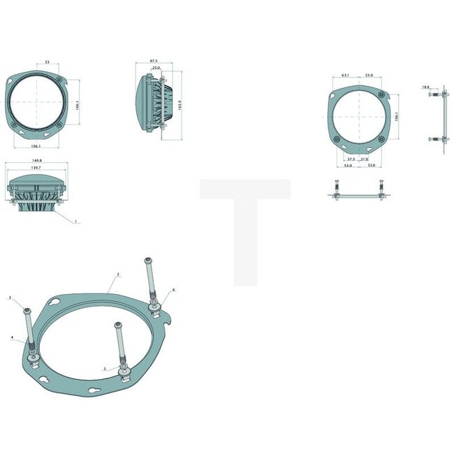 GRANIT Fahrscheinwerfer LED Abblendlicht / Fernlicht 12 / 24 V, 150 x 164 x 88 mm