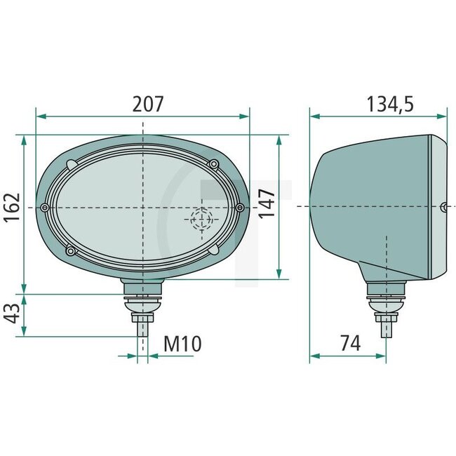 HELLA Koplamp links en rechts 12 / 24 V, glas 161 x 100 mm, M12 - 1AB996157151