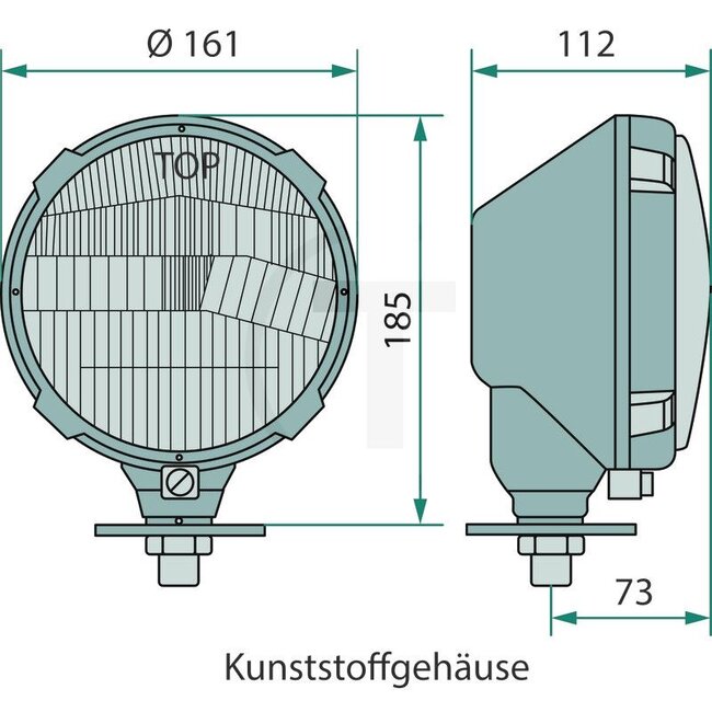 GRANIT Koplamp rechts 12 / 24 V, glas Ø 145 mm, M18 x 1,5 | RE.16510.20
