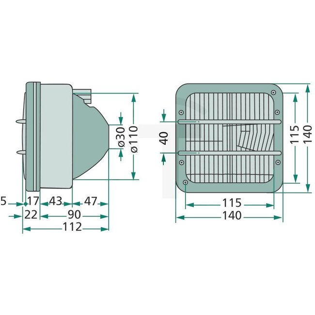 Cobo Scheinwerfer links / rechts 12 / 24 V, R2, Einbau, Schutzgitter | 1014415