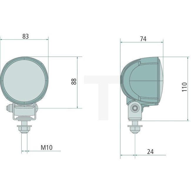 HELLA LED work light - 4550018103, 18103 | Nominal voltage: 12 / 24 V | Form: Round | Dimensions W x H x D: Ø 83 x 74 mm | Light function: Far-reaching illumination | Effective luminous flux: ≈ 1800 lm | Connection: Open cable ends | Bulb: LED | Material: Housi