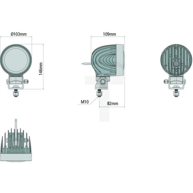 GRANIT Arbeitsscheinwerfer LED - 7070010436 | Nennspannung: 12 / 24 V | Leuchtmittel: LED | Leuchtmittel enthalten: ja | Lichtfunktion: Fernfeld-Ausleuchtung | Abmessungen B x H x T: Ø 103 x 109 mm | Montageart: Edelstahl-Halter | Anschluss: DEUTSCH-Stecker DT 2
