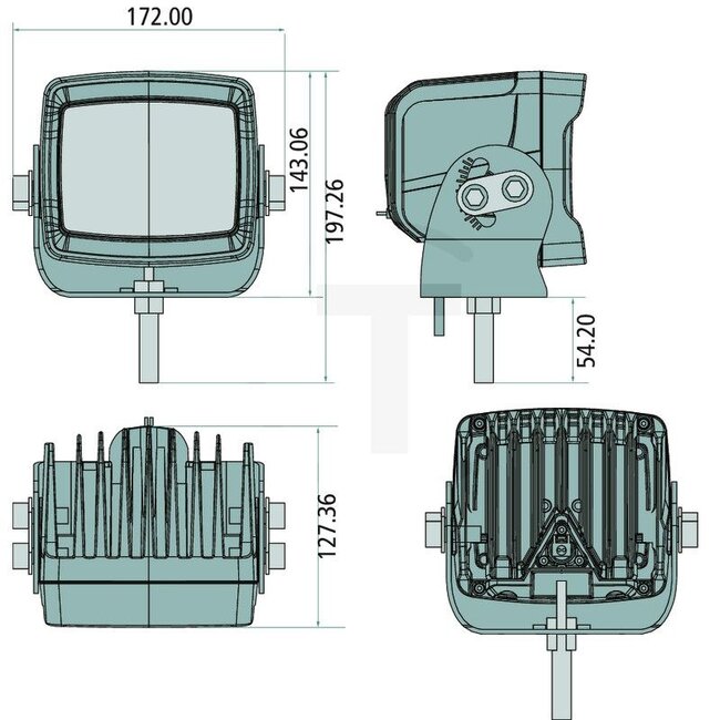 GRANIT Arbeitsscheinwerfer LED - 7070010437 | Nennspannung: 12 / 24 V | Spannungsbereich: 10 - 30 V | Leuchtmittel: LED | Leuchtmittel enthalten: ja | Lichtfunktion: Fernfeld-Ausleuchtung | Abmessungen B x H x T: 172 x 127 x 143 mm | Montageart: Edelstahl-Halter
