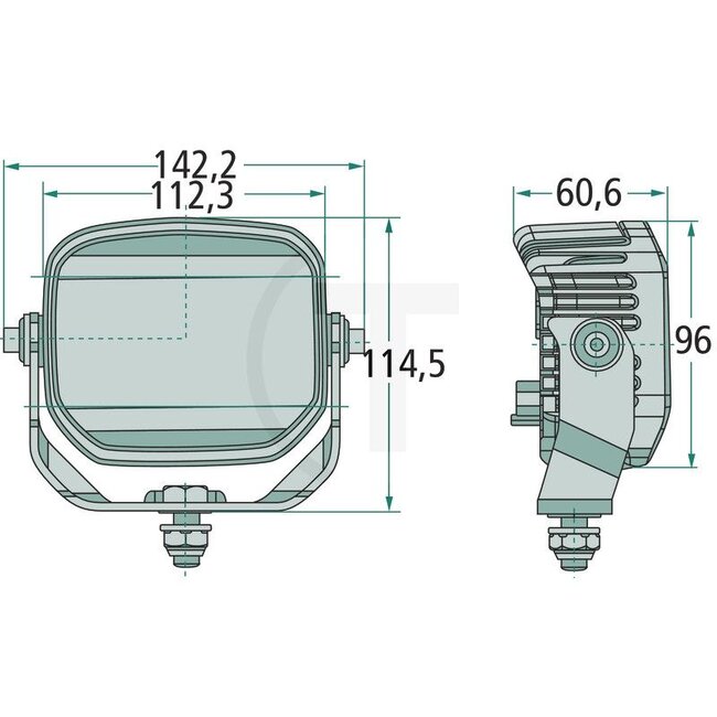 HELLA Arbeitsscheinwerfer LED - 4551GA 996188011, 1GA996188011 | Nennspannung: 12 / 24 V | Form: eckig | Abmessungen B x H x T: 142 x 96 x 61 mm | Lichtfunktion: Nahfeld-Ausleuchtung | Lichtstrom effektiv: ≈ 850 lm | Anschluss: DEUTSCH-Stecker | Leuchtmittel: L