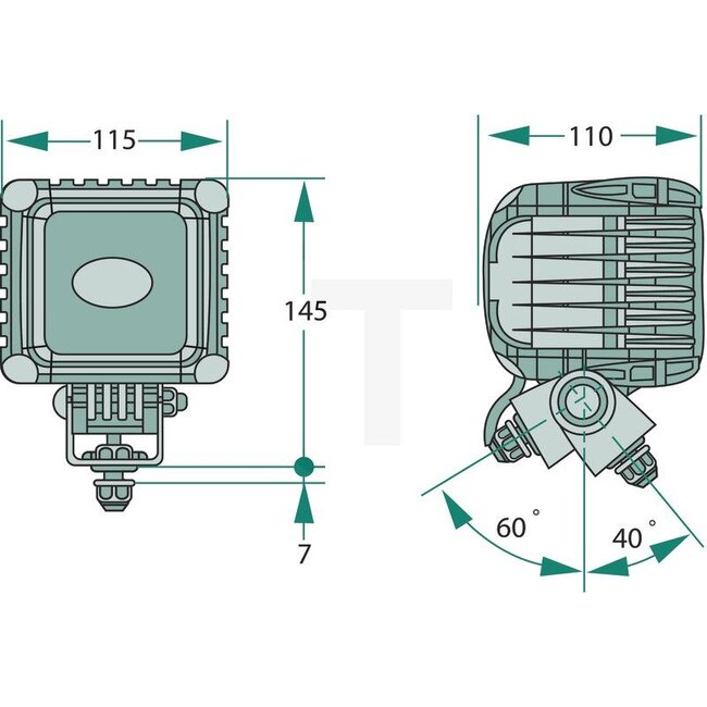 HELLA Arbeitsscheinwerfer LED Breitstrahler 43 W, 3000 lm, 115 x 108 x 110 mm | 1GA996192001