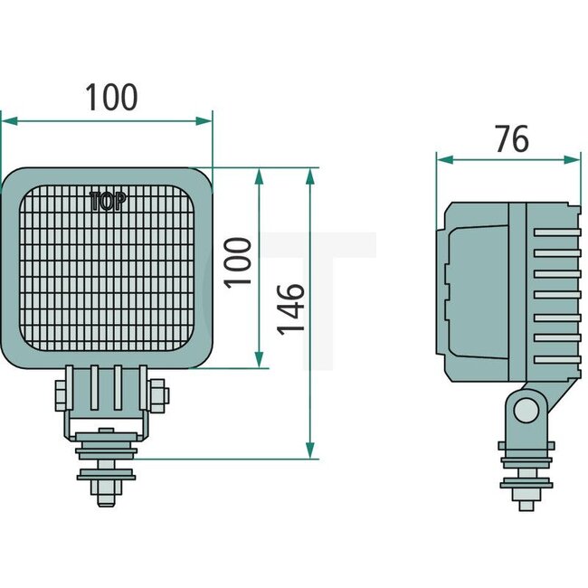 GRANIT Arbeitsscheinwerfer LED - 7070010037 | Nennspannung: 12 / 24 V | Form: eckig | Abmessungen B x H x T: 100 x 146 x 76 mm | Lichtfunktion: Fernfeld-Ausleuchtung | Lichtstrom effektiv: ≈ 1600 lm | Anschluss: Super-SEAL-Stecker | Leuchtmittel: LED | Material: