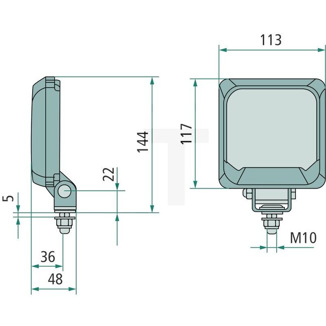 HELLA LED work light - 4551GA 995193001, 1GA995193001 | Nominal voltage: 12 / 24 V | Form: Square | Dimensions W x H x D: 113 x 144 x 48 mm | Light function: Close-range illumination | Effective luminous flux: ≈ 550 lm | Bulb: LED | Material: Housing: plastic,