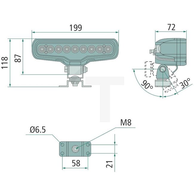 GRANIT Werklamp LED - 70799266, 1078 | Netspanning: 12 / 24 V | Spanningsbereik: 11 - 33 Volt | Lamp: LED | Inclusief lamp: ja | Lichtfunctie: Breedstraler | Afmetingen B x H x D: 199 x 87 x 72 mm | Montagewijze: staand; beugelbevestiging | Aansluiting: Open kab