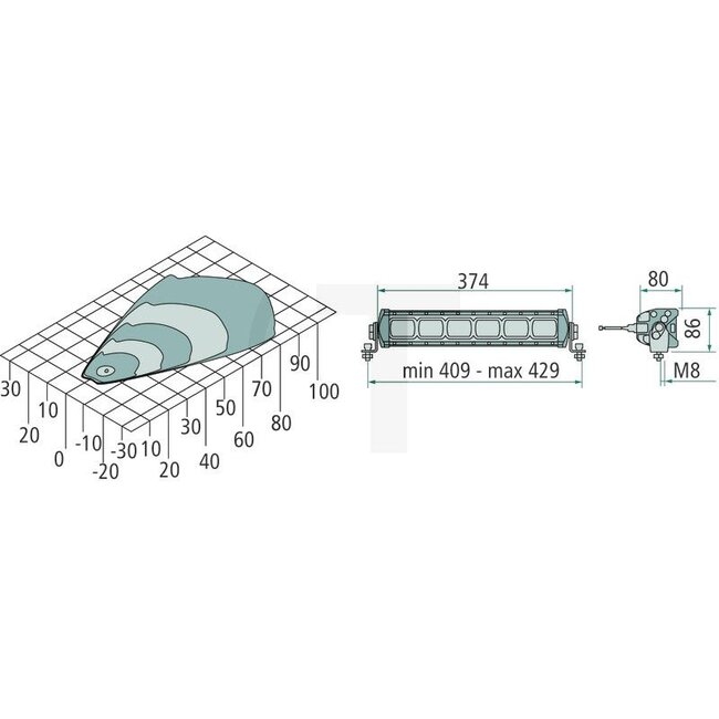 HELLA Arbeitsscheinwerfer / Lichtleiste LED - 4551GJ 360001002, 1GJ360001002 | Nennspannung: 12 / 24 V | Form: eckig | Abmessungen B x H x T: 374 x 80 x 86 mm | Lichtfunktion: Nahfeld-Ausleuchtung | Lichtstrom effektiv: ≈ 2000 lm | Anschluss: DEUTSCH-Stecker |