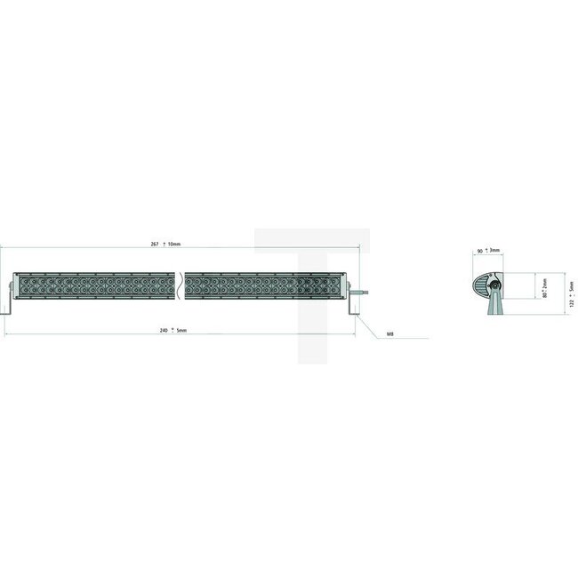 GRANIT Lichtbalk LED recht 1084 lm, 14 W, 253 x 90 x 122 mm