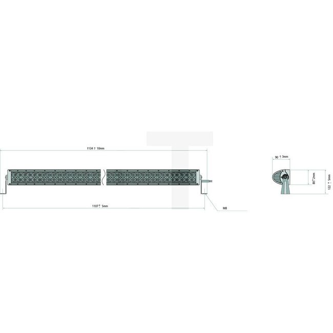 GRANIT Lichtbalk LED recht 6224 lm, 93 W, 1120 x 90 x 122 mm