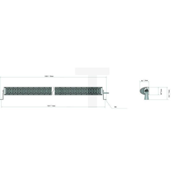 GRANIT Lichtbalk LED recht 6506 lm, 110 W, 1324 x 90 x 122 mm