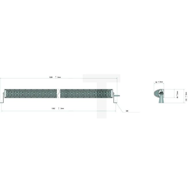 GRANIT Light Bar LED gerade 6950 lm, 120 W, 1375 x 90 x 122 mm