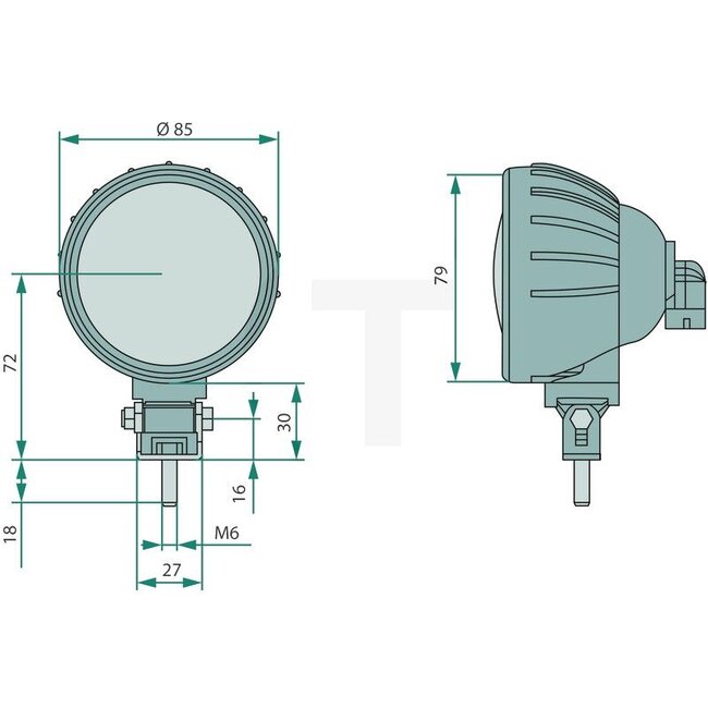 Cobo Werklamp halogeen 50 W, 12 V, Ø 85 x 83 mm, staand M6 | 1013146