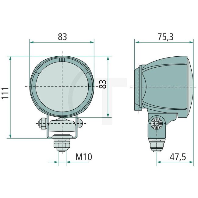 HELLA Arbeitsscheinwerfer Breitstrahler H9 65 W, 12 V, Ø 83 x 75 mm, stehend | 1G0996176171
