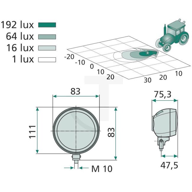 HELLA Arbeitsscheinwerfer Breitstrahler H3 55 / 70 W, 12 / 24 V, Ø 83 x 75 mm, stehend | 1G0996176001