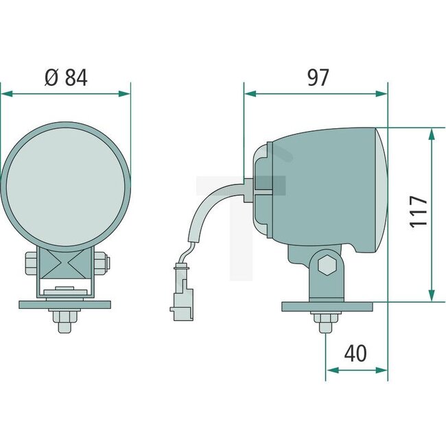 GRANIT Werklampen - 70799207, LOR6.41551.11 | Lamp: H3 | Inclusief lamp: nee | Lichtfunctie: Breedstraler | Plaats: universeel | Afmetingen B x H x D: Ø 84 x 97 mm | Montagewijze: staand / hangend; M8 | Aansluiting: AMP-stekker | Beschermingssoort: IP66 / IP69K