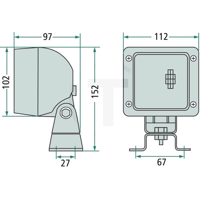 HELLA Arbeitsscheinwerfer Breitstrahler H3 65 W, 12 / 24 V, 112 x 152 x 97 mm, stehend | 1GA007506011
