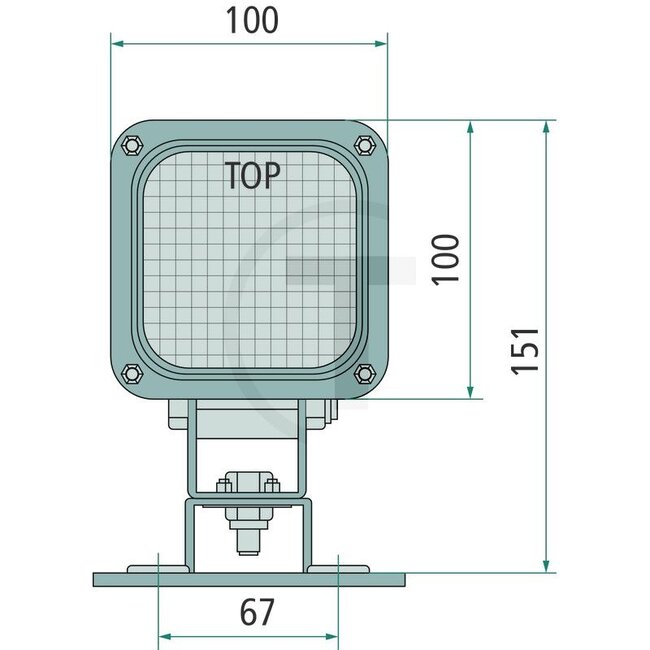 GRANIT Work light - 70799216, LKR5FF.46500.25 | Nominal voltage: 12 / 24 V | Form: Square | Dimensions W x H x D: 100 x 91 mm | Light function: Close-range illumination | Connection: AMP plug | Bulb: 12V55W / H3 | Material: Housing: plastic, lens: glass, reflect