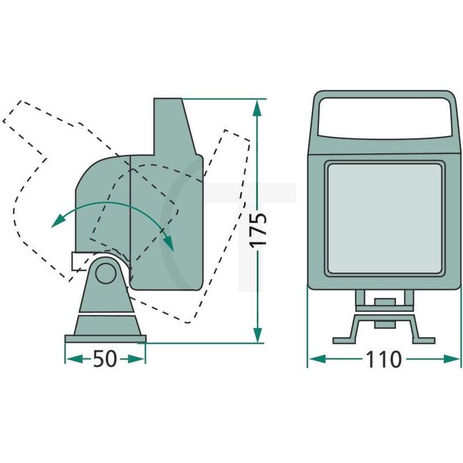 GRANIT Work light - 207207004, PL.01.001, 170983, LKR5.24768, 4.41408 | Form: Square | Light function: Close-range illumination | Bulb: 12V55W / H3 | Additional information: With switch, with carry handle, glass protected by the protruding housing made of impact
