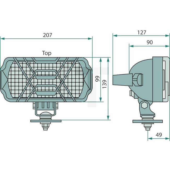 GRANIT Work light - 70702069, LPR1A.47000.10 | Bulb: H3 | Bulbs included: No | Light function: Far-reaching illumination | Installation location: Universal | Dimensions W x H x D: 207 x 99 x 125 mm | Mounting type: Vertical, M8 | Protection class: IP54 | Form: R