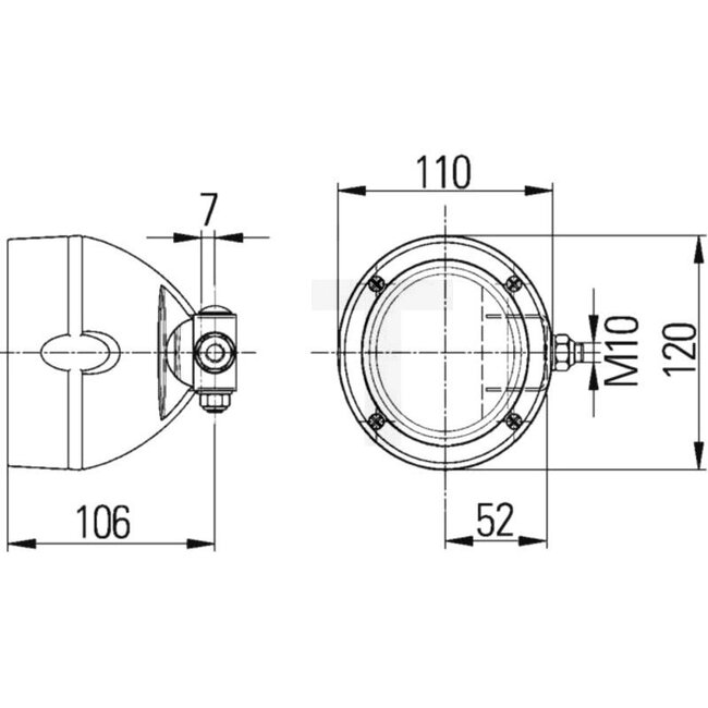 HELLA Work lamp flood beam H3 55 W, 110 x 120 x 106 mm, 12 / 24 V, right | 1GM996134371