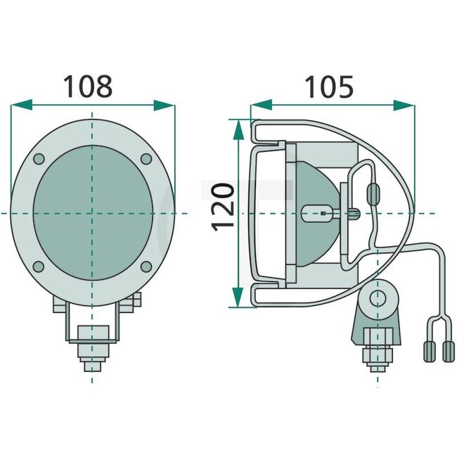 GRANIT Werklamp - 70712025, 0709583, 4.41406, RE233263, AL150478 | Lamp: 12V55W / H3 | Inclusief lamp: - | Lichtfunctie: Breedstraler | Afmetingen B x H x D: 110 x 121 x 102 mm | Montagewijze: staand | Vorm: rond / ovaal