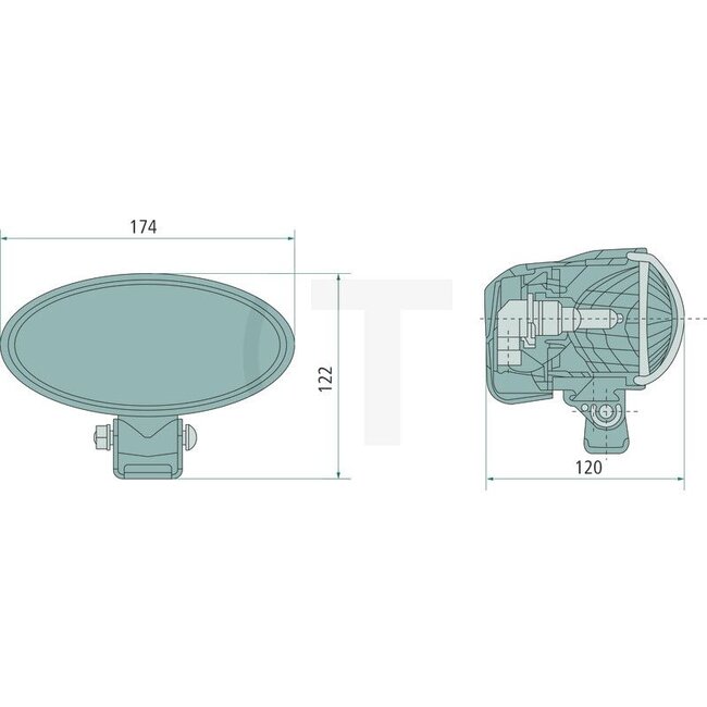 HELLA Work lamp flood beam HB3 60 W, 174 x 122 x 120 mm, 12 V, upright | 1GB996186051