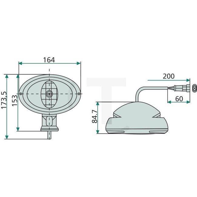 Cobo Arbeitsscheinwerfer - 2270511000000, 1013766 | Leuchtmittel: H3 | Leuchtmittel enthalten: nein | Lichtfunktion: Nahfeld-Ausleuchtung | Einbauort: links / rechts | Abmessungen B x H x T: 164 x 153 x 87 mm | Montageart: stehend; M6 | Anschluss: AMP-Stecker