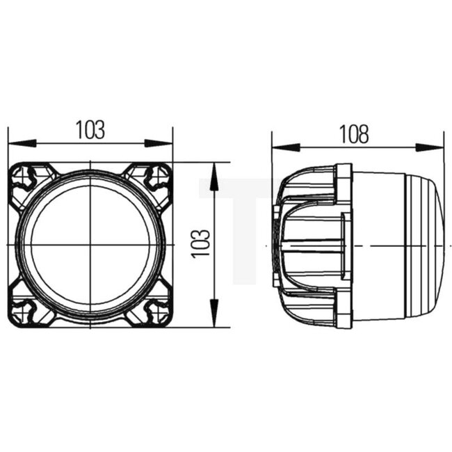 HELLA Werklamp LED - 4551G0 996263501, 1G0996263501, 1G0 996 263-501, H218PB2526010, ACW051196A | Netspanning: 12 / 24 V | Vorm: rond | Afmetingen B x H x D: Ø 103 x 108 mm | Lichtfunctie: Breedstraler | Lichtstroom effectief: ≈ 1100 lm | Aansluiting: DEUTSCH-s