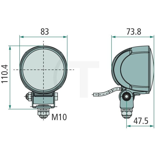 HELLA LED work light Module 70 - 4551G0 996276481, 1G0996276481 | Nominal voltage: 12 / 24 V | Form: Round | Dimensions W x H x D: Ø 83 x 74 mm | Light function: Close-range illumination | Effective luminous flux: ≈ 800 lm | Connection: DEUTSCH plug | Bulb: LED