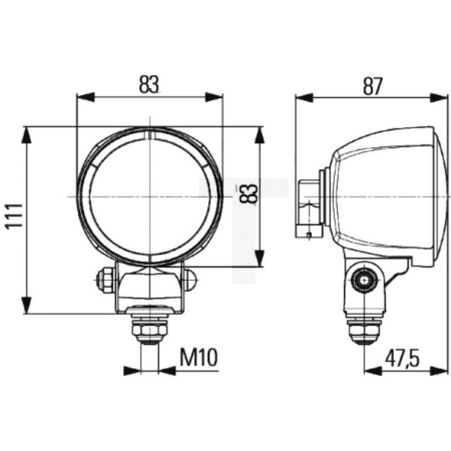 HELLA Arbeitsscheinwerfer Breitstrahler H9 65 W, Ø 83 x 87 mm, 12 V, stehend | 1G0996176041