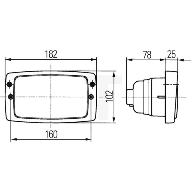 HELLA Werklampen - 4551GD 996018541, 1GD996018541, 1GD 996 018-541, 04416633, G294900110010 | Netspanning: 12 V | Vorm: vierkant | Afmetingen B x H x D: 182 x 102 x 103 mm | Lichtfunctie: Breedstraler | Lamp: H3 | Materiaal: Behuizing: kunststof; Reflector: Met