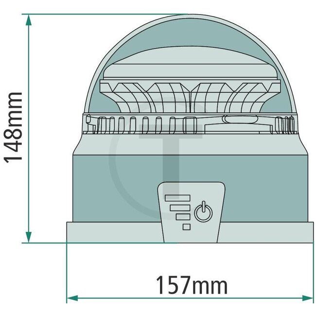 GRANIT Battery-powered LED rotating beacon 12 / 24 V, Ø 157 mm, height 148 mm, 12 LEDs, IP65