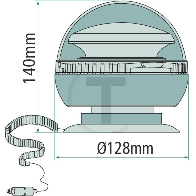 GRANIT Battery-powered LED rotating beacon 12 / 24 V, Ø 128 mm, height 140 mm, 45 LEDs, IP65