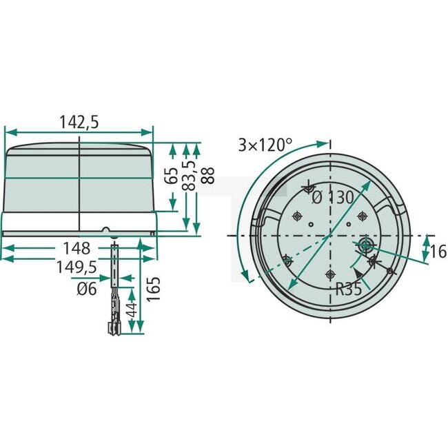 HELLA Flitslamp LED 12 / 24 V oranje, Ø 149 mm, aanbouw - 11269