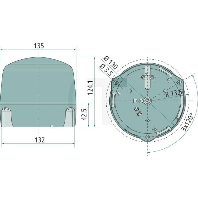 HELLA LED zwaailamp 12 / 24 V, Ø 132 mm, hoogte 124 mm, aanbouw | 2RL010979001