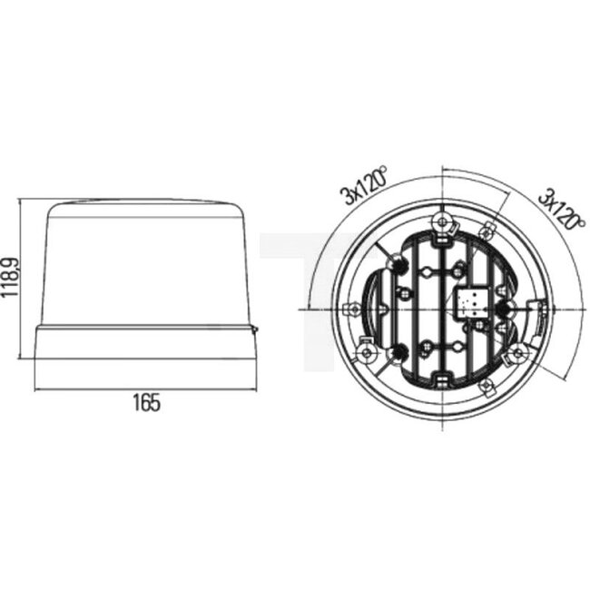 HELLA LED flashing beacon LED | Mounting - 4552XD 012972001, 2XD012972001 | Nominal voltage: 12 / 24 V | Bulbs included: Yes | Light function: Flashing | Total height: 121 mm | Protection class: IP 5K4K, IP 9K | Colour: Yellow | Outer Ø: 165 mm | Bulb: LED | Ma