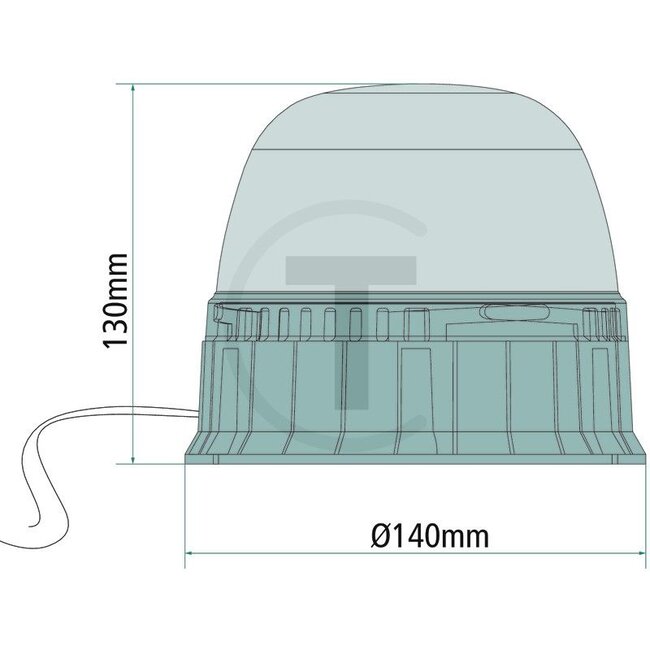 GRANIT LED rotating beacon 12/24V | Attachment - 7070010413 | Nominal voltage: 12 / 24 V | Bulbs included: Yes | Light function: Rotating, single/double flash | Diameter: 140 mm | Total height: 130 mm | Connection: Open cable ends | Protection class: IP65 | Colo