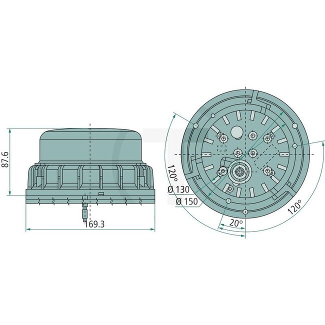 HELLA Blitzleuchte LED 12 / 24 V orange, Ø 169,3 mm, Anbau | 2XD011557101