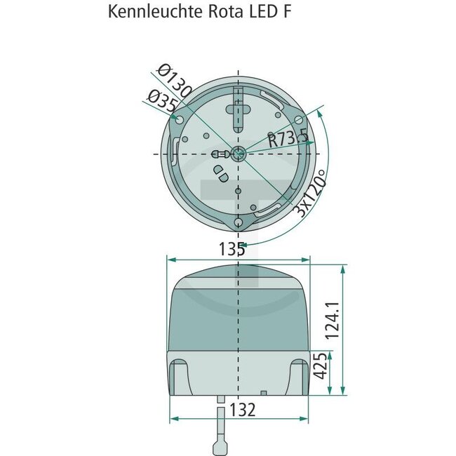 HELLA LED-Blitzleuchte 12 / 24 V, Ø 132 mm, Höhe 124 mm, Anbau - 2XD012878001