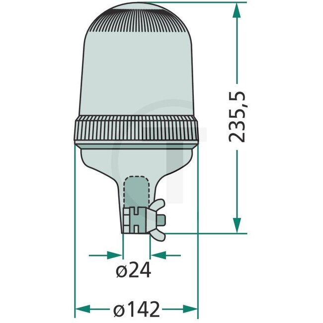 GRANIT LED zwaailamp 12 / 24 volt | opsteekpen - 70799507, 21.87.L05.308 | Netspanning: 12 / 24 V | Inclusief lamp: ja | Lichtfunctie: knipperend | Diameter: 142 mm | Totale hoogte: 236 mm | Beschermingssoort: - | Kleur: oranje | Aansluiting: Opsteekpen | Lamp: