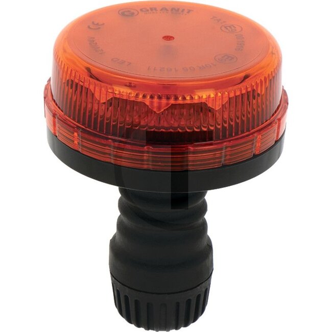 GRANIT LED rotating beacon 12/24V | Socket pipe - 7070010324 | Nominal voltage: 12 / 24 V | Bulbs included: Yes | Light function: Rotating, single/double flash | Diameter: 108 mm | Total height: 150 mm | Protection class: IP65 | Colour: Yellow | Connection: Sock