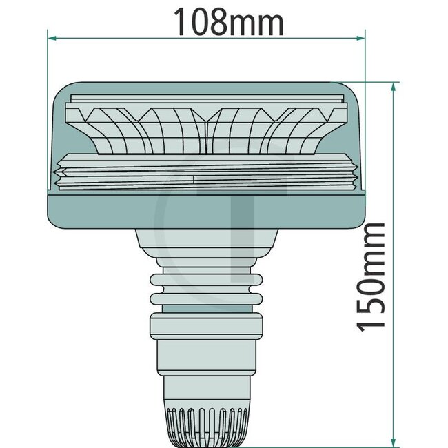 GRANIT LED rotating beacon 12 / 24 V, Ø 108 mm, 150 mm, push-on pin, CISPR-class 3