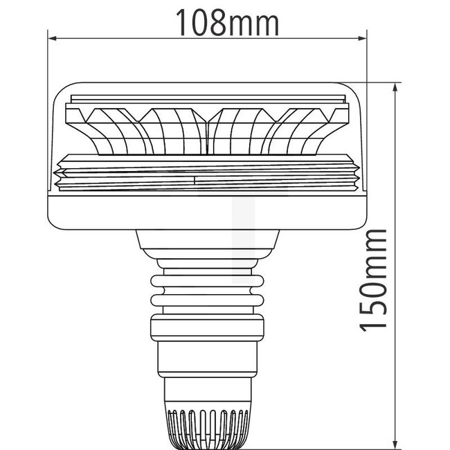 GRANIT LED rotating beacon 12 / 24 V, Ø 108 mm, 150 mm, push-on pin, CISPR-class 3