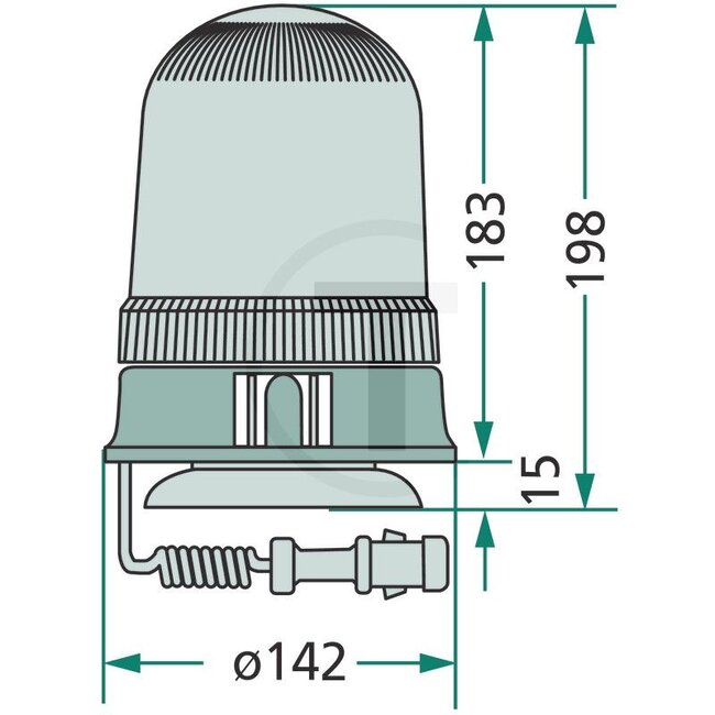 GRANIT Rundumleuchte H1 12V | Magnetbefestigung - 207RLM 94/12, GF.25.011, 171587 | Nennspannung: 12 V | Leuchtmittel enthalten: ja | Lichtfunktion: rotierend | Durchmesser: 142 mm | Gesamthöhe: 198 mm | Anschluss: Bordnetzstecker | Farbe: gelb | Leuchtmittel: H