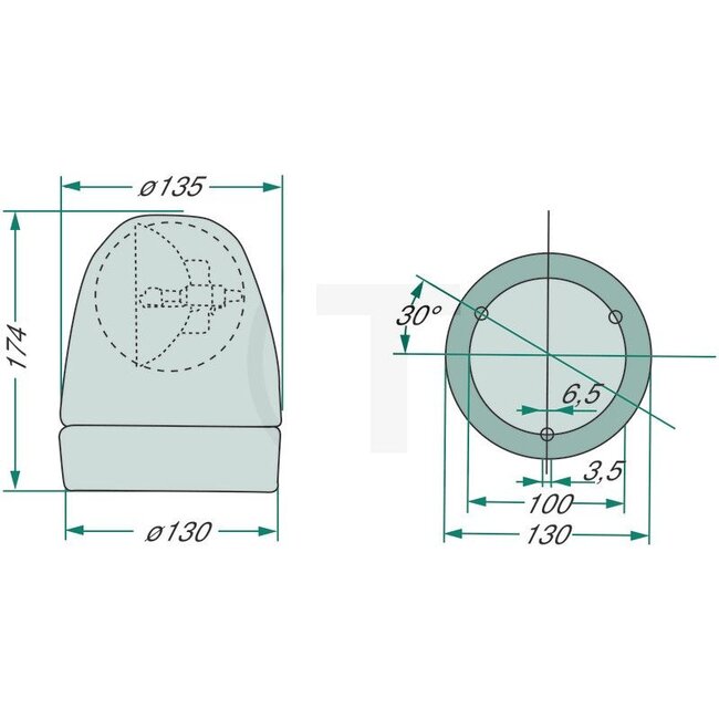 HELLA Rundumleuchte H1 12 V, 55 W, Ø 130 mm, 174 mm, Anbau | 2RL007337001